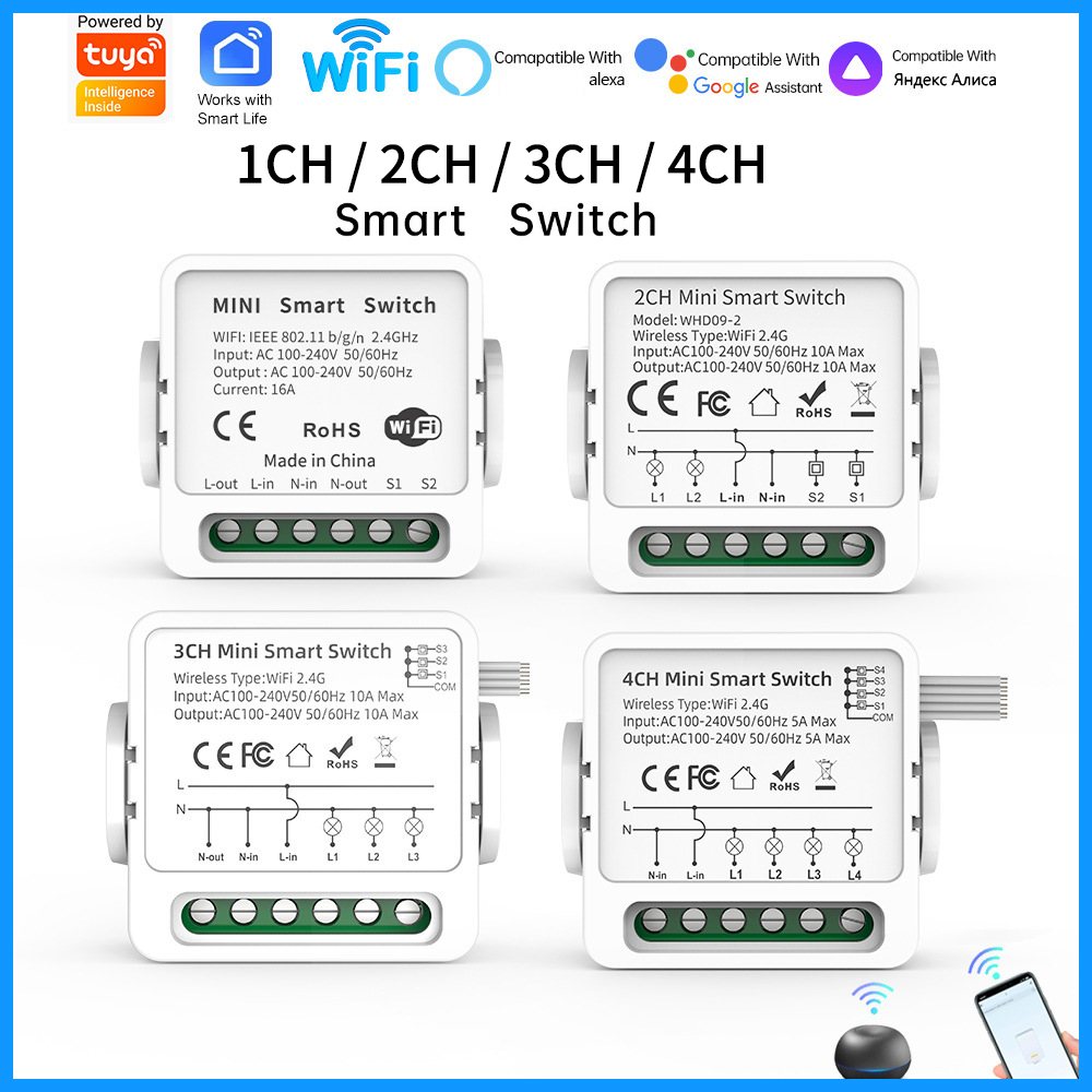 Smart Home Tuya - Tuya WiFi Smart Switch 1/2/3/4 Gang