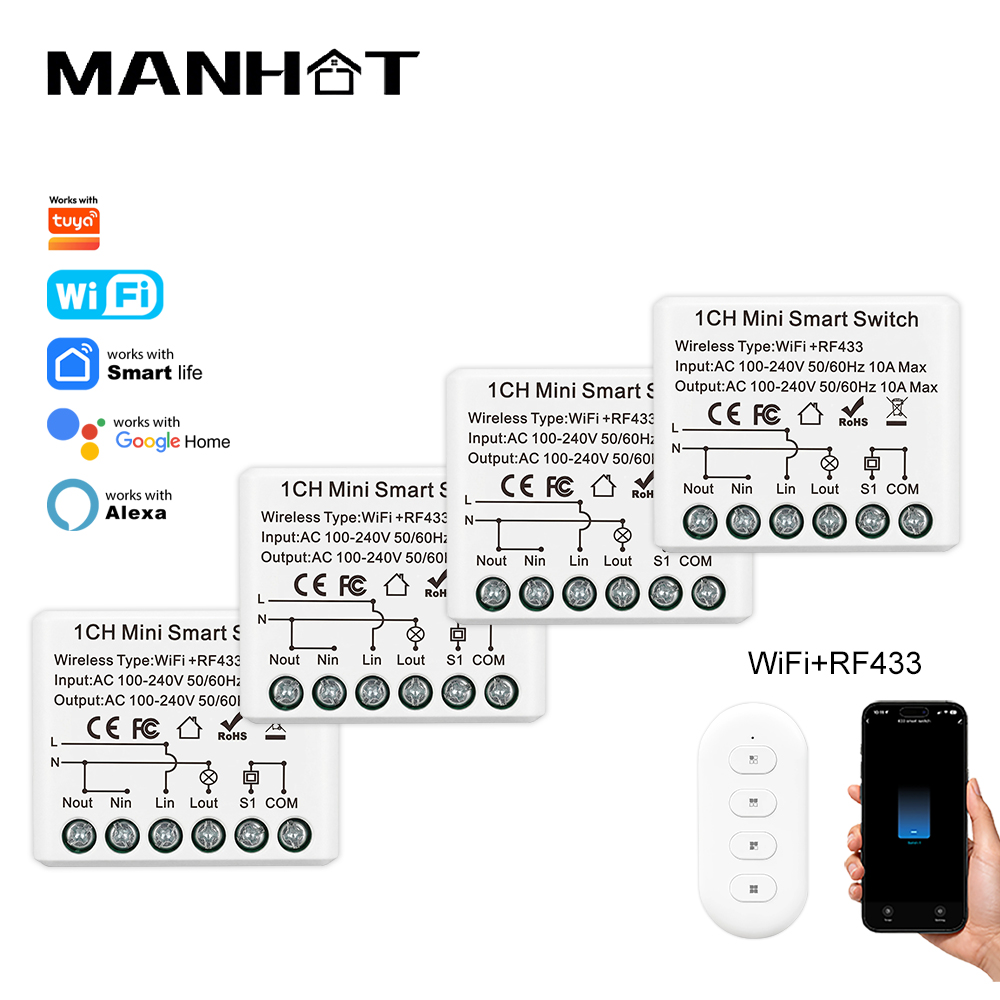 Smart Home Simple - 10A Mini WIFI Smart Switch RF433Mhz