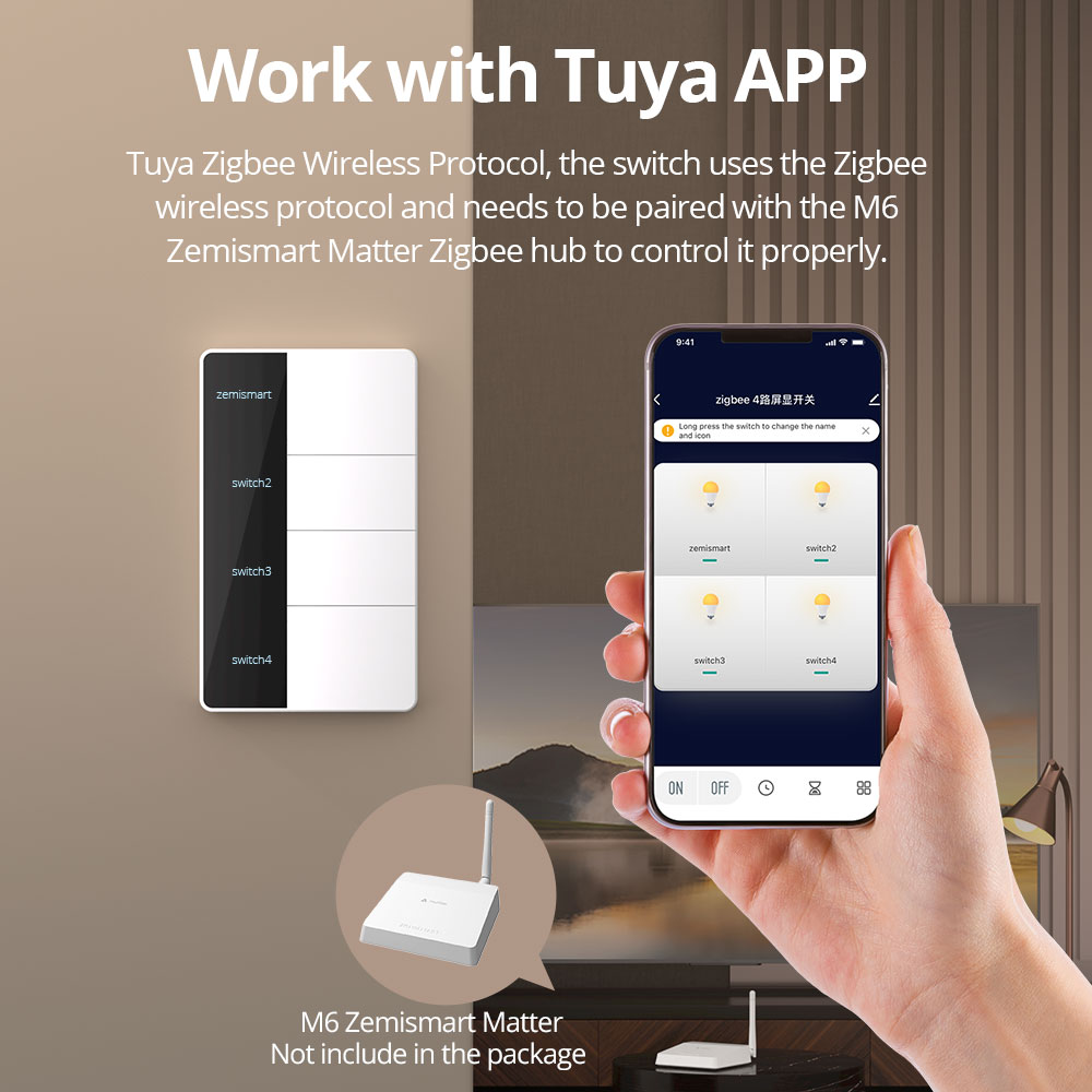 1234 Gang US Type Zigbee Push  - Smart Home Zigbee ulasan dan harga