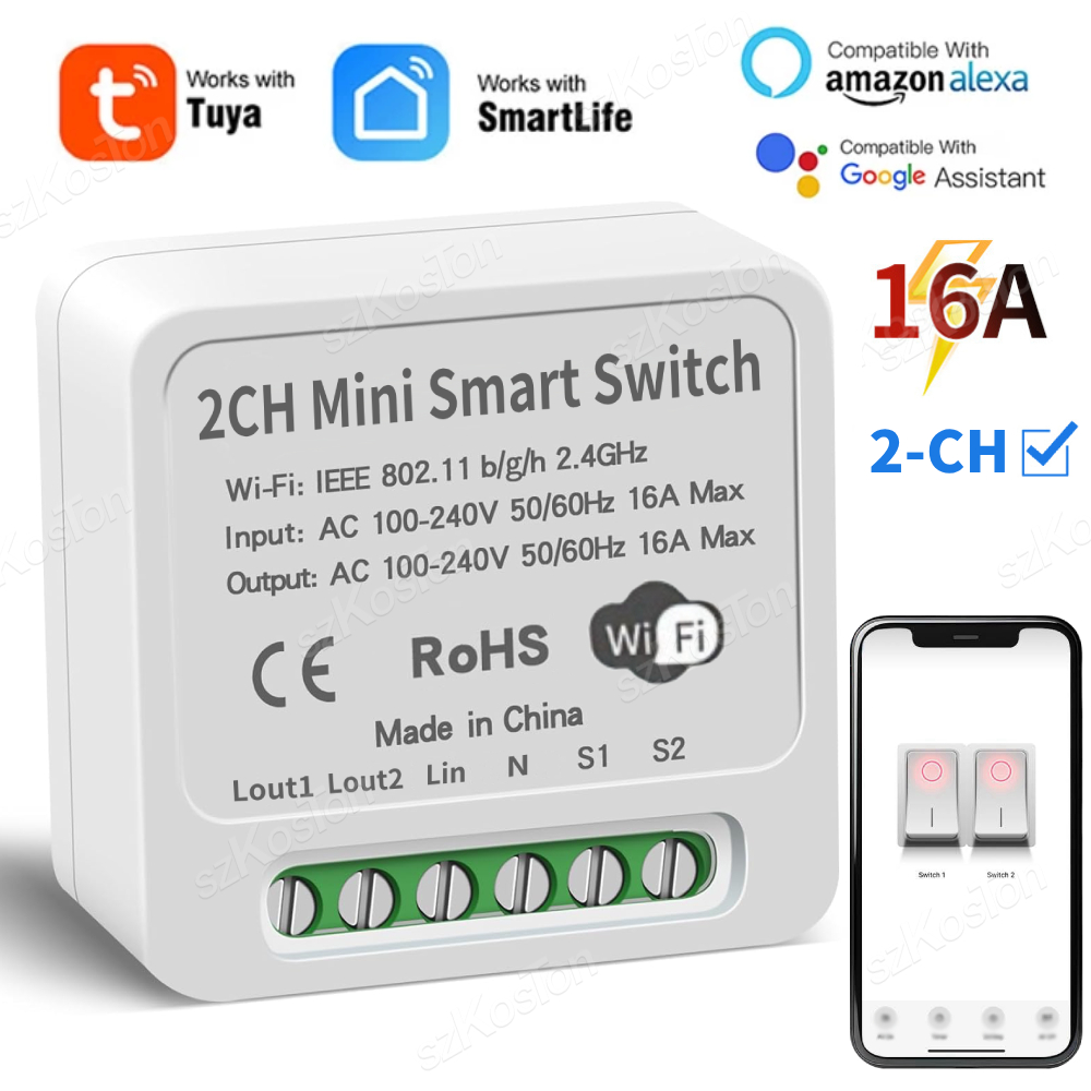 16A Tuya WiFi Smart Switch Mod - Smart Home Google ulasan dan harga