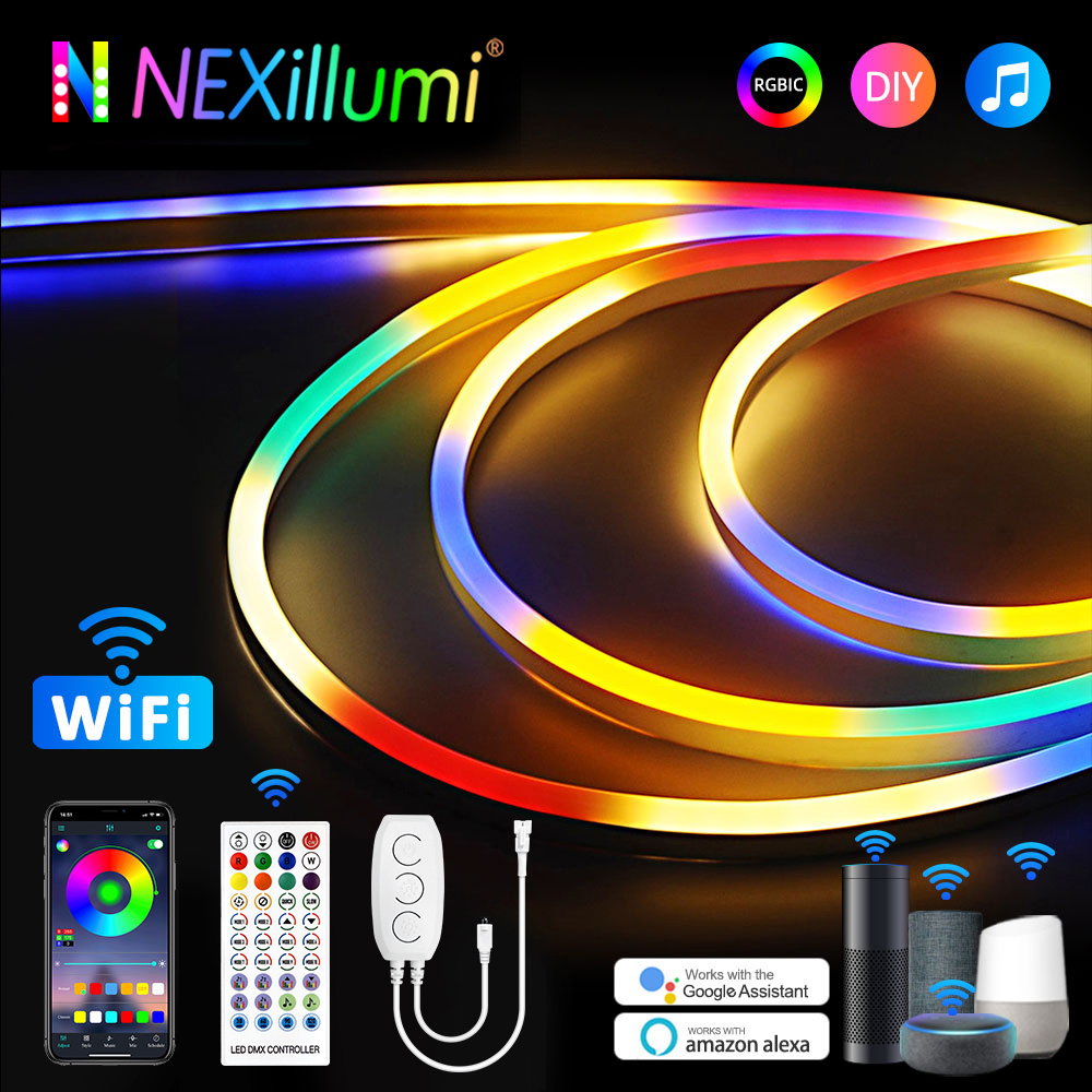 TUYA WiFi Neon RGBIC LED Addre - Smart Home Yellow ulasan dan harga