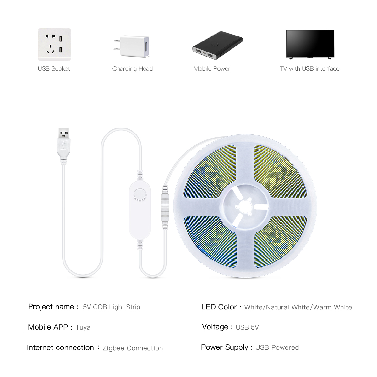 ZigBee COB LED Strip Smart Tuy - Smart Home Yellow ulasan dan harga