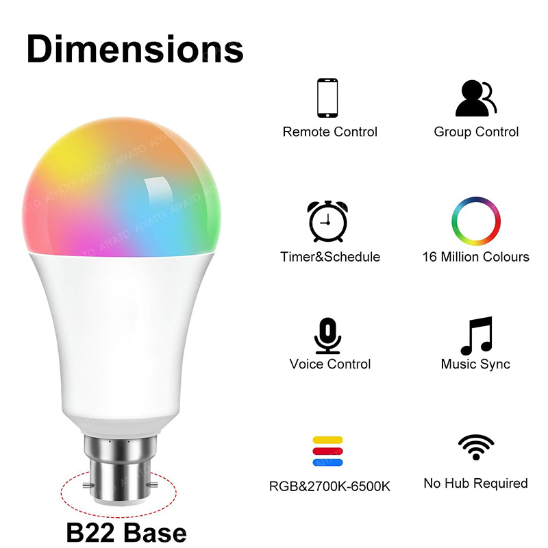 B22 Base UK TUYA Wifi Smart Bu - Smart Home Yellow ulasan dan harga